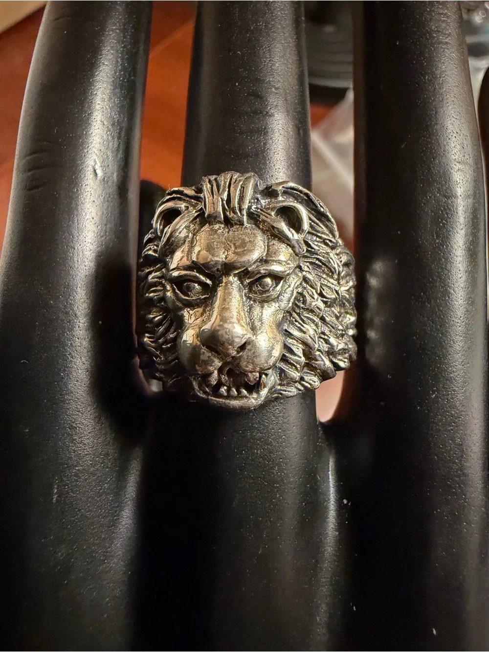 Men's Lion Head Sterling Silver Biker's Ring Vintage Large 3D Design, Size 11
